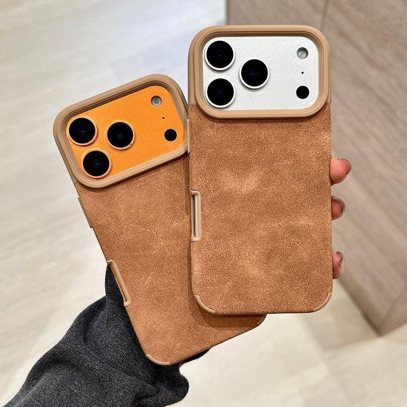 Luxury Suede Leather Phone Case for iPhone 17 16 15 14 13 12 11 X Pro/Pro Max/Plus/Air, Heavy Duty Camera Protection Shockproof Soft TPU Bumper Anti-Scratch Stain Resistant Protective Cover for Men Women Perfect Gift for Her/Him