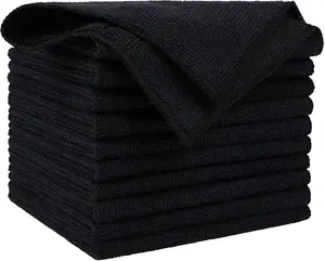 Microfiber Cleaning Cloth Black 10PK, Microfiber Towels for Cars, Premium Wash Cloths, Dusting Cloth Lint Free Cleaning Rags for SUVs, House, Kitchen, Window, Cleaning Supplies12×12"