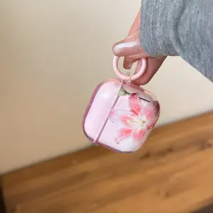 Korean Style Simple Spring Girl Semi-Transparent Lily Earphone Case, Compatible with AirPods Pro 3, 2, 4, 3, 1/2 Generation
