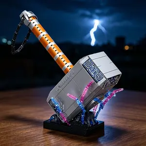 Hero Movie Theme Hammer Building Blocks, Exclusive Display Base, Cool Model Desktop Decor, High-Difficulty DIY, Perfect Gift for Lego Enthusiasts