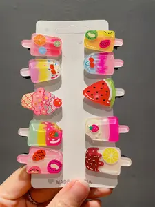 10pcs Popsicle & Fruit Decor Hair Clip Cute Claw Clips Hair Claws Hair Barrettes, School Stuff, Flower Hair Accessory, Hair Accessories, Head Accessories, Hairpin
