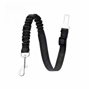 Elastic Dog Seat Belt – Adjustable Harness with Reinforced Buckle & Anti-Tangle Leash for Car Travel (Black)