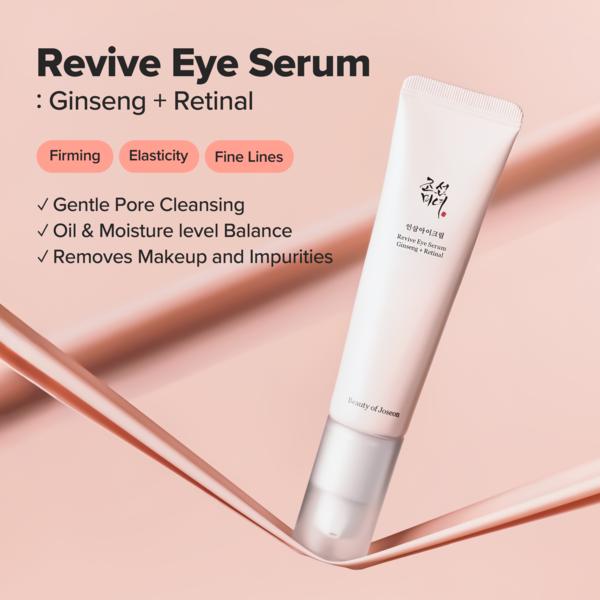 [Beauty of Joseon Official] Revive Eye Serum : Ginseng + Retinal with Retinal Niacinamide Correction for Puffy Eye Bags Fine Lines Dark Circles Wrinkles, Korean Skin Care Cream Gift  30ml, 1 fl.oz Brightening Moisturize