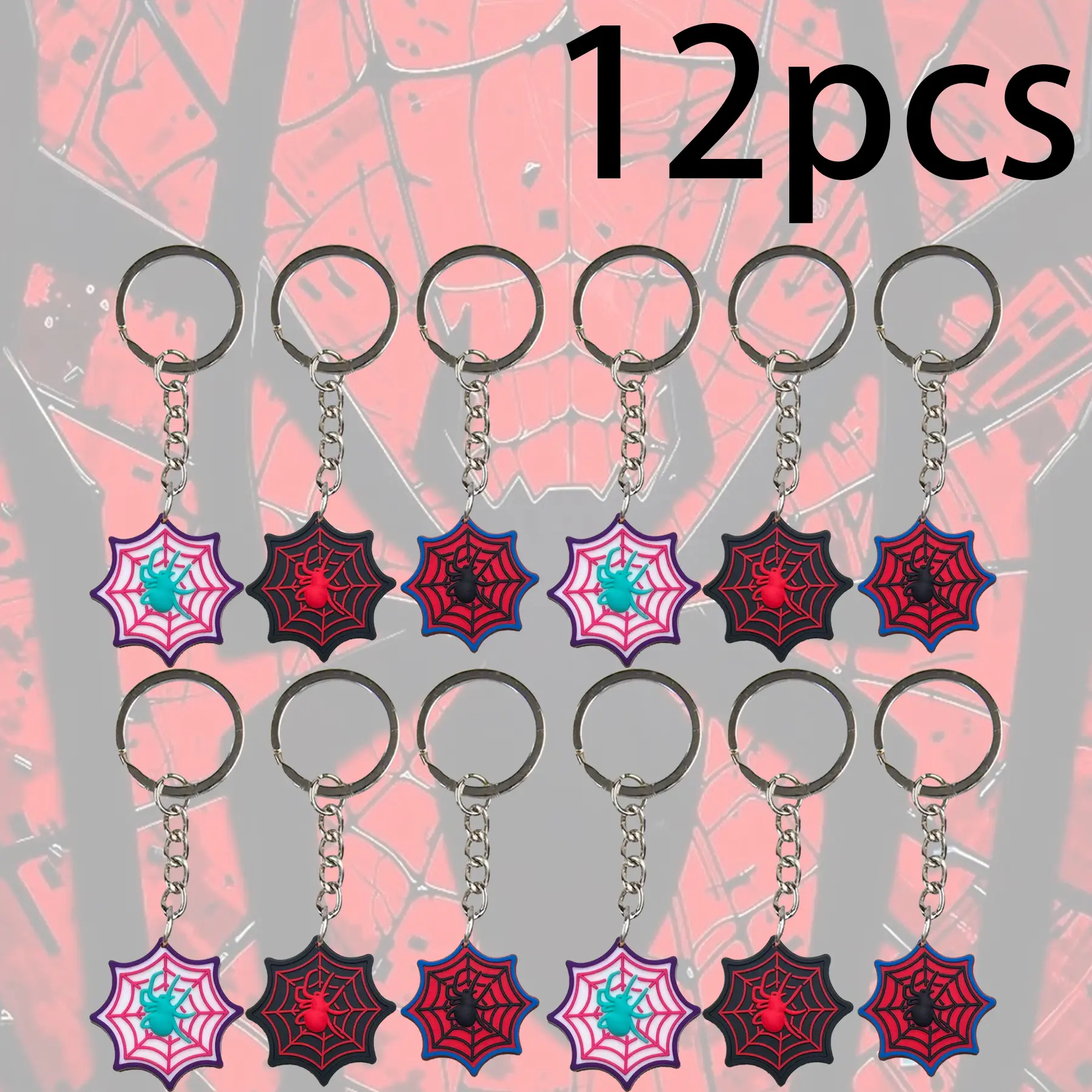 12-Piece Spider Web Keychain Set for Stylish Accessory Enthusiasts