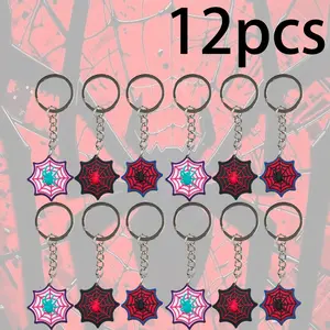 12-Piece Spider Web Keychain Set for Stylish Accessory Enthusiasts