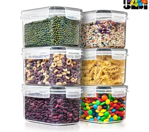 6-Pack Airtight Food Storage Container Set – Stackable Kitchen Pantry Organizers with Lids for Cereal, Pasta, Flour, Snacks & Dry Food Storage