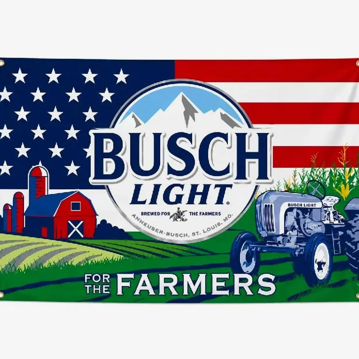 Busch Light American Flag 3x5FT Beer Banner For The Farmers Patriotic Farmhouse Garage Bar Man Women Cave Wall Decor