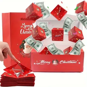 Christmas Surprise Jumping Box, 12/16 Pop-Up Boxes, Holiday Gift Box, Cash Reveal Experience, Paper Explosion Box, Festive Gifts, Gift Box Set