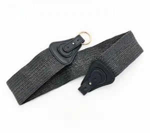 Susan Graver Wide Stretch Belt with Faux Leather Front Closure