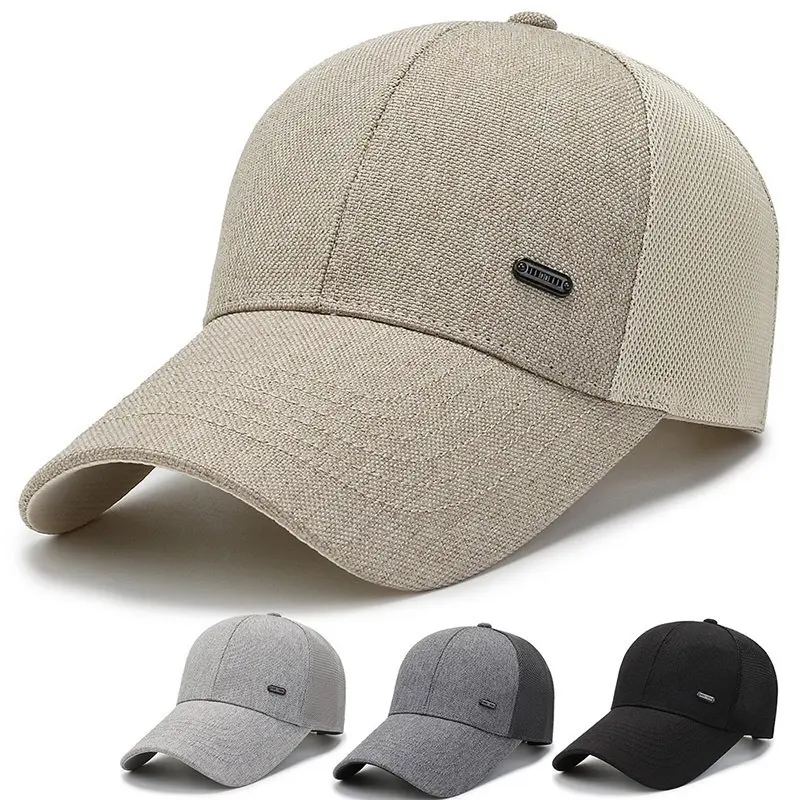 4Pcs Men's Summer Breathable Mesh Duckbill Cap, Lightweight Thin UV Protection Baseball Cap, Sun Shade Hat for Middle‑Aged Elderly Dad Grandpa Outdoor Daily Wear
