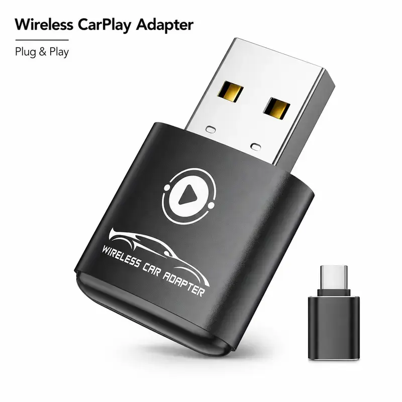 Wireless CarPlay Adapter for Apple iPhone, 2026 Upgraded Mini CarPlay Wireless Dongle, Convert Factory Wired CarPlay to Wireless, Plug & Play Auto Fast Stable Connection for All Wired CarPlay Vehicles, Black