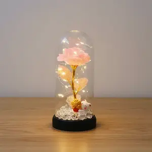 Colorful Rose Glow-In-The-Dark Plastic Cover, Glowing LED Lights Lucky Cat Home Decor Ornament, Perfect Gift for Valentine's Day, Christmas, Mother's Day, Birthday, Led Ambient Light