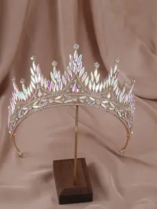 Women's Bohemian Ab Glass Rhinestone Crown Headpiece, Elegant Crown Design, Luxury Bridal Hair Accessory, Perfect for Weddings, Parties, Photoshoots, Evening Events