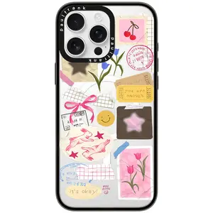 Paul frank Compact iPhone 12 13 14 15 16 17 Pro Max Case CaseDesign Compatible with MagSafe [2X Military Grade Drop Protection/Slim/Lightweight] Clear Black A374 Magnetic Ultra-Thin iPhone Case with Flowers Wireless