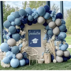 Navy Blue Balloon Arch Kit for Party Decoration Double Stuffed Dusty Blue Pastel Blue Balloon Garland Dark Light Blue Grey Latex Balloons for Baby Shower Bridal Shower Birthday Wedding Graduation
