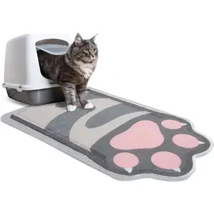 Cat Litter Mat Quality Litter Box Mat Large Non-Slip Cat Litter Mat Litter Trapping Mat Soft Kitty Litter Mat Cute Cat Food Mat Cat Products Easy to Clean