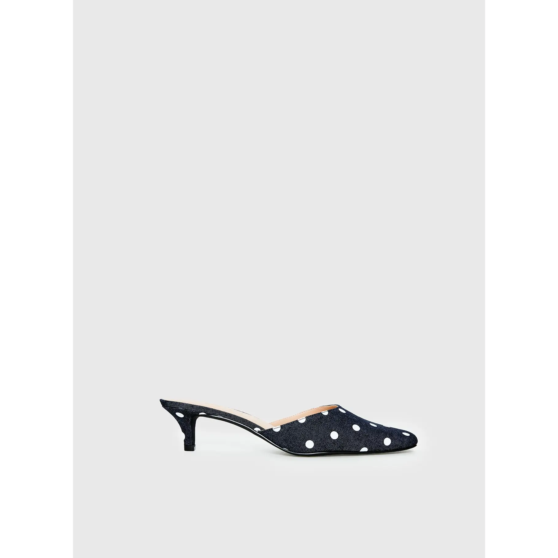 Kaelina Kitten Heels Denim Polka