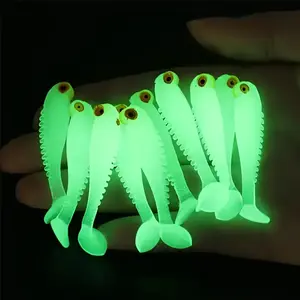 20pcs Glow-In-The-Dark Soft Silicone Fishing Lures, Lead-Free, Ideal for Night Fishing, Durable Fish Bait, Perfect for Anglers, Fishing Accessories