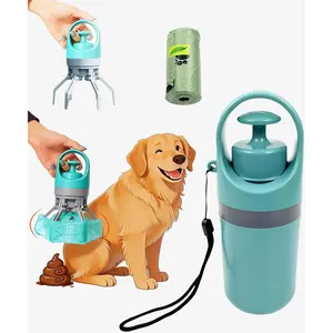 6-Paw Poop Scooper Kit for Large Dogs – Portable Hands-Free Cleanup Tool with Built-In Water Bottle, Retractable Strap & Waste Bags, No-Bend Pickup Design for Walks & Outdoor Use