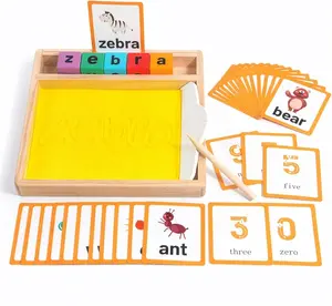 Montessori Sand Writing & Spelling Tray, Early Literacy Learning & Education Handwriting Toy (Ages 3+), Wooden Toddler Activities, Preschool ABC Sandbox, Birthday Christmas Gift for 3 4 5 Year Old Boys Girls, Classroom Supplies