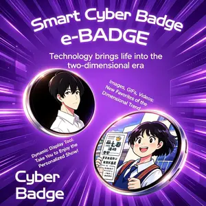 Smart touch screen electronic badge, schoolbag pendant decoration, fan merchandise and support, Bluetooth transmission with HD display, ACG electronic badge, dynamic image and bullet scrsplay, ultra-long battery life, customizable wallpapers