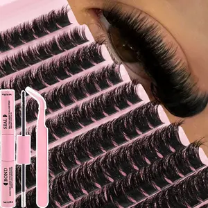 140 Pcs Dense Single Fiber False Eyelashes, Natural Look, D Curl, Voluminous, Includes Glue Kit, DIY Lash Extensions, Reusable, Comfortable, Eyelash Falsies