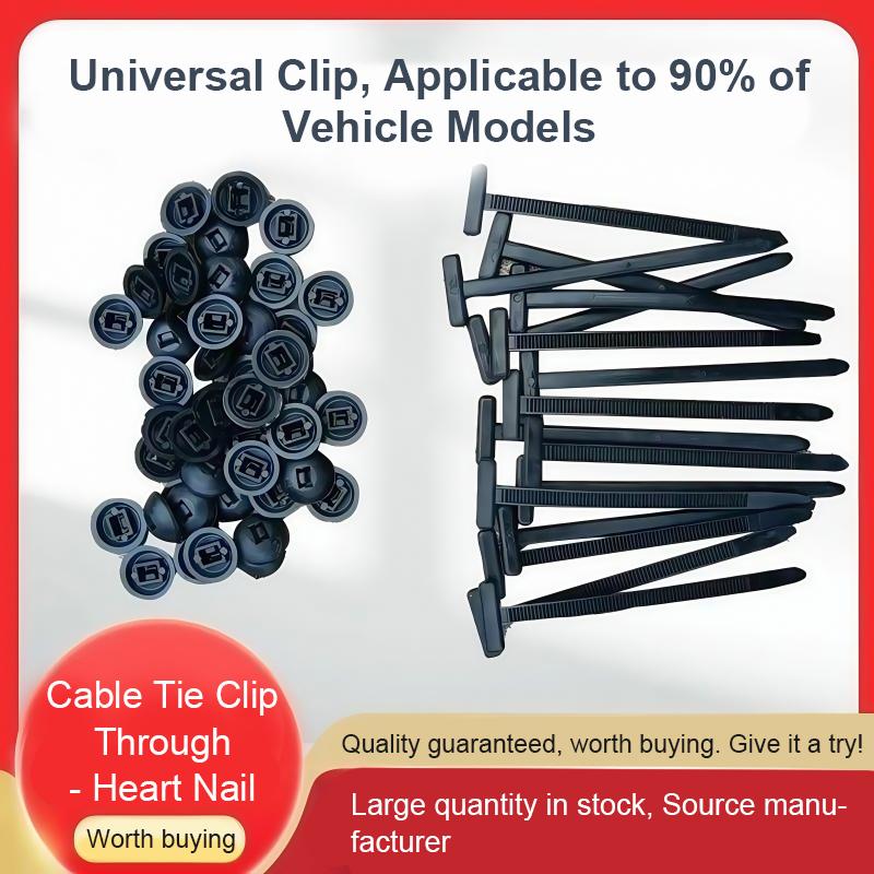 100 universal nylon clip fasteners, multifunctional plastic cable tie tool suitable for automotive repairs, everyday maintenance, and multi-scene applications, heavy-duty self-locking nylon clip mounting base