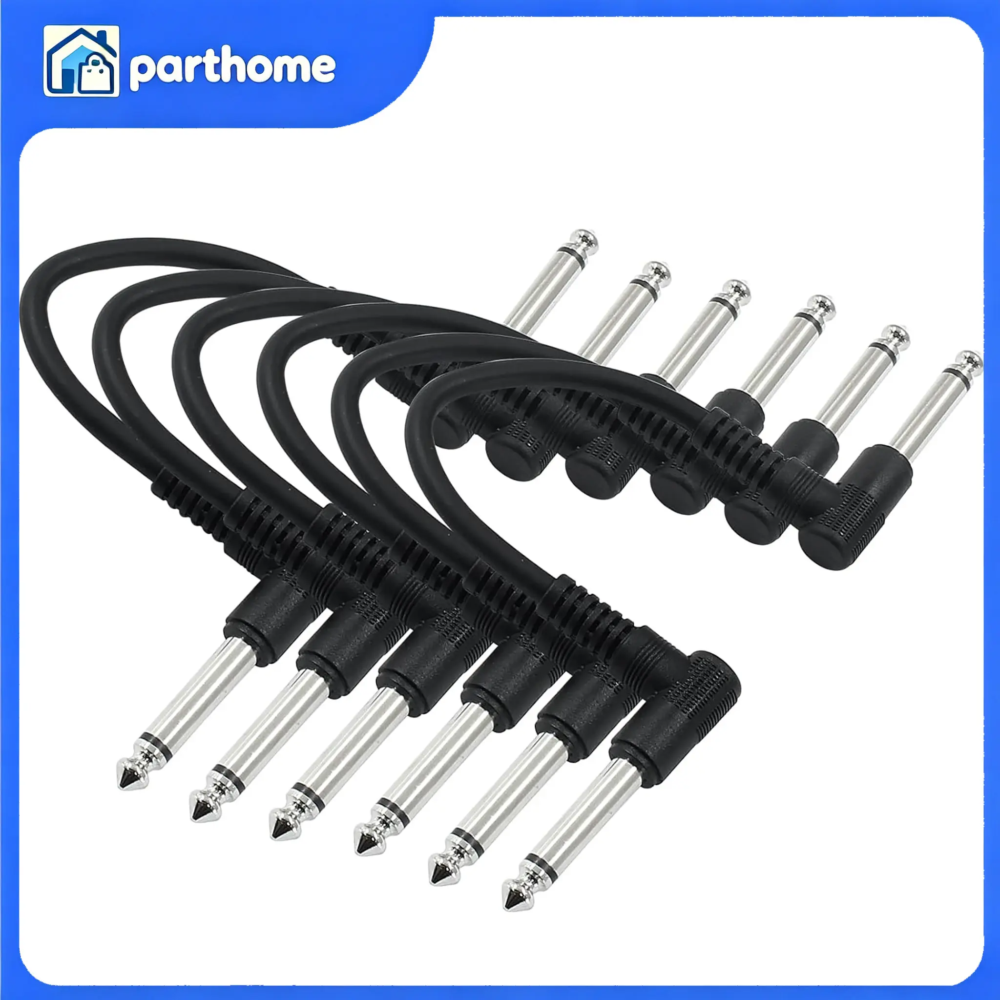 6PCS Metal OFC Electric Guitar Pedalboard Patch Cables - Right Angle 1/4 Inch TS Plug, Fidelity, Stable Signal, Faster Transmission for Long-Lasting Performance, Stabilization