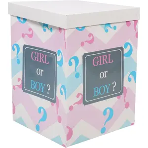 Gender Reveal Balloon Box with Lid Large 15.74X11.81X11.81In Boy or Girl Baby Shower Decoration Easy Assembly Gift Box