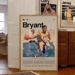 Kobe Bryant Poster, Bryant Lakers Print, Framed Kobe Art, Kobe Bryant Fan Gift Idea, The Black Mamba Wall Art, Basketball Decor
