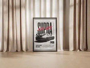 Toyota Supra MK4 Poster - Black & White Halftone JDM Car Art
