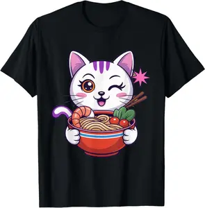 Mystery Meemeows Cat Ramen Japanese Kawaii Anime Memeows T-Shirt