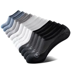 Men's Ultra Thin Mesh Trainer Socks 6 Pack Breathable Invisible Ankle Socks with Non Slip Heel Cotton Blend US Size 5-11