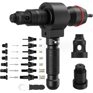 Rivet Nut Tool Kit for Drill, 2-in-1 Cordless Rivet  Adapter & Rivet Nut Adapter, Rivnut Tool Set with 7 Metric Mandrels, 6 Rivet  Sizes, 65 count Rivet Nuts, Carry Case
