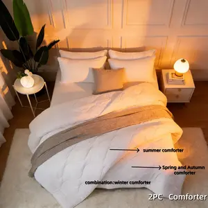 2pc Pure Color Comforter, 160gsm & 260gsm Polyester Fiber, All-Season Comfort, Summer Cool Winter Warm, Easy Care, Lightweight Duvet