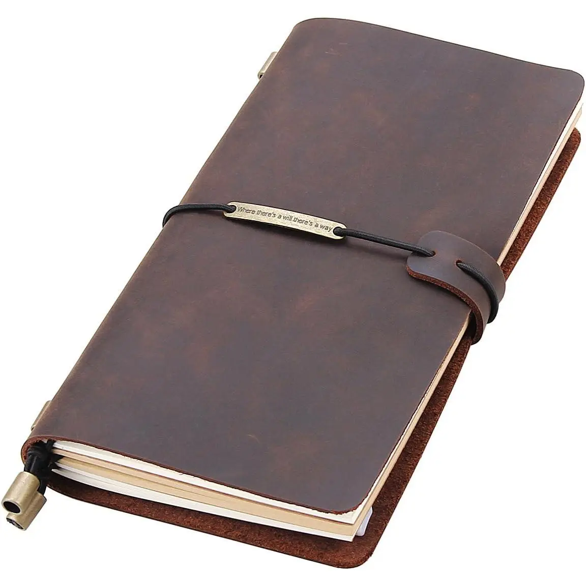 Leather Writing Journal Notebook Refillable, Handmade Travelers Notebook for Men & Women,  for Writing, Gifts, Travelers, Standard Size 8.5" x 4.5" Inches - Coffee