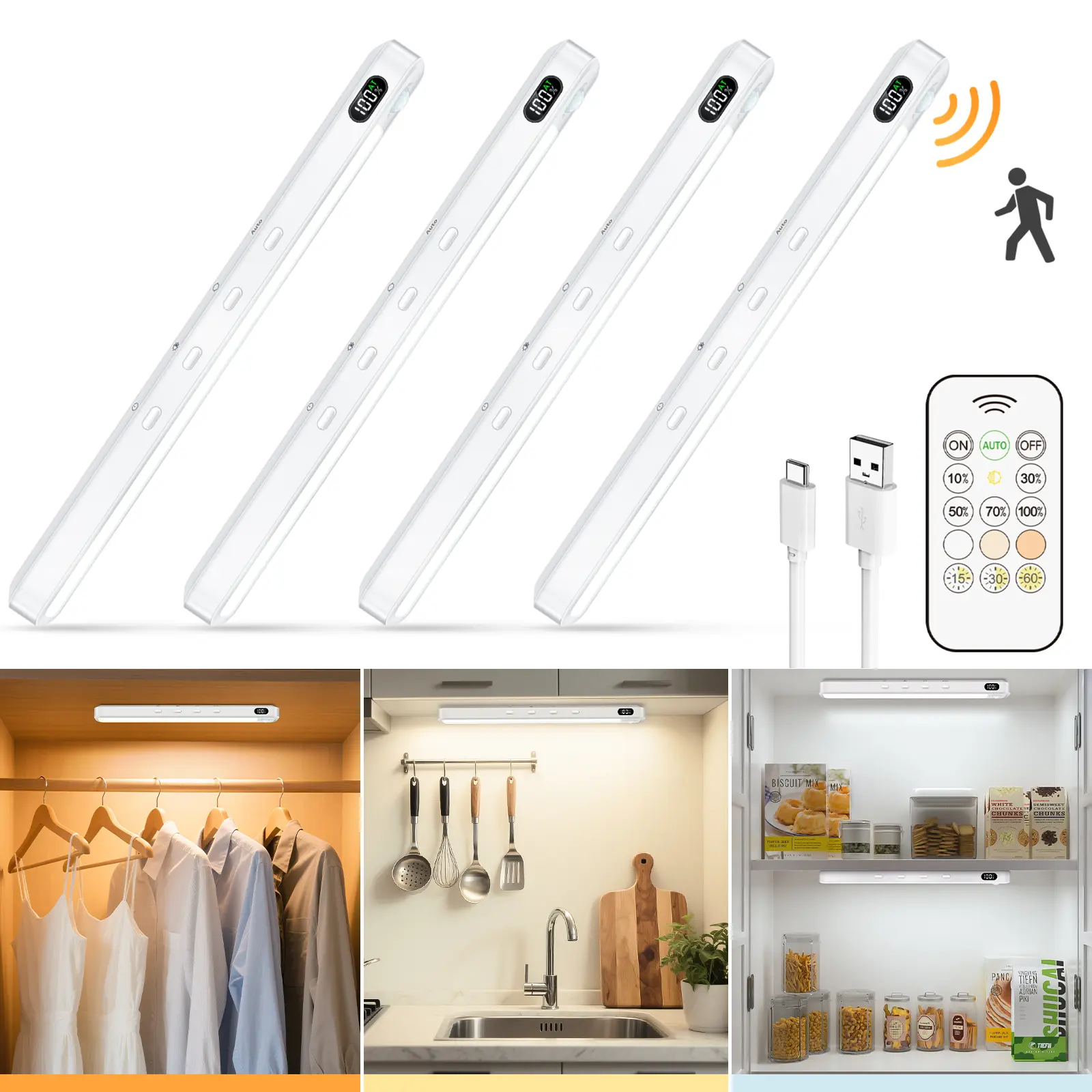 4 Pack White with Remote