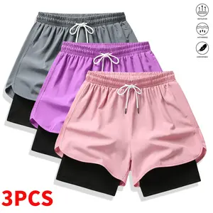 Women’s 3-pack summer casual shorts—women’s athletic shorts suitable for running, yoga, fitness, studio workouts, dates, everyday wear, and gifting