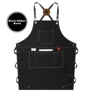 Fashion Custom Logo Waterproof Bibs Coffee Shop Hairdresser Slit Overall Chef Adjustable Beauty Nail Salon Barber  Apron