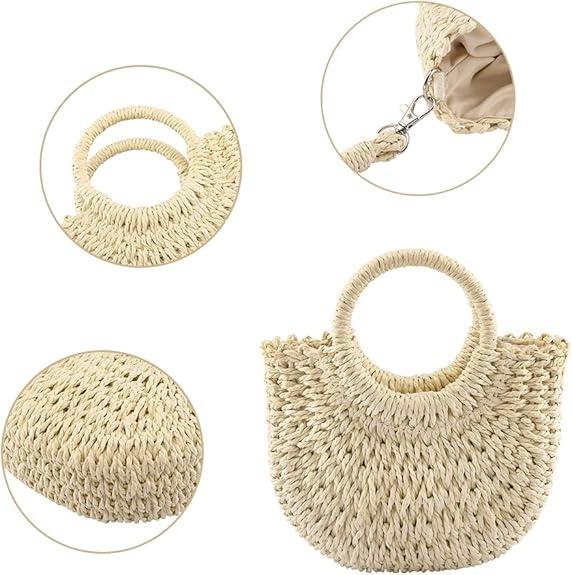 Summer Beach bag Women's Straw Crossbody Bag Mini Travel Shoulder Bag Handmade Straw Tote Bag Womens Handbag