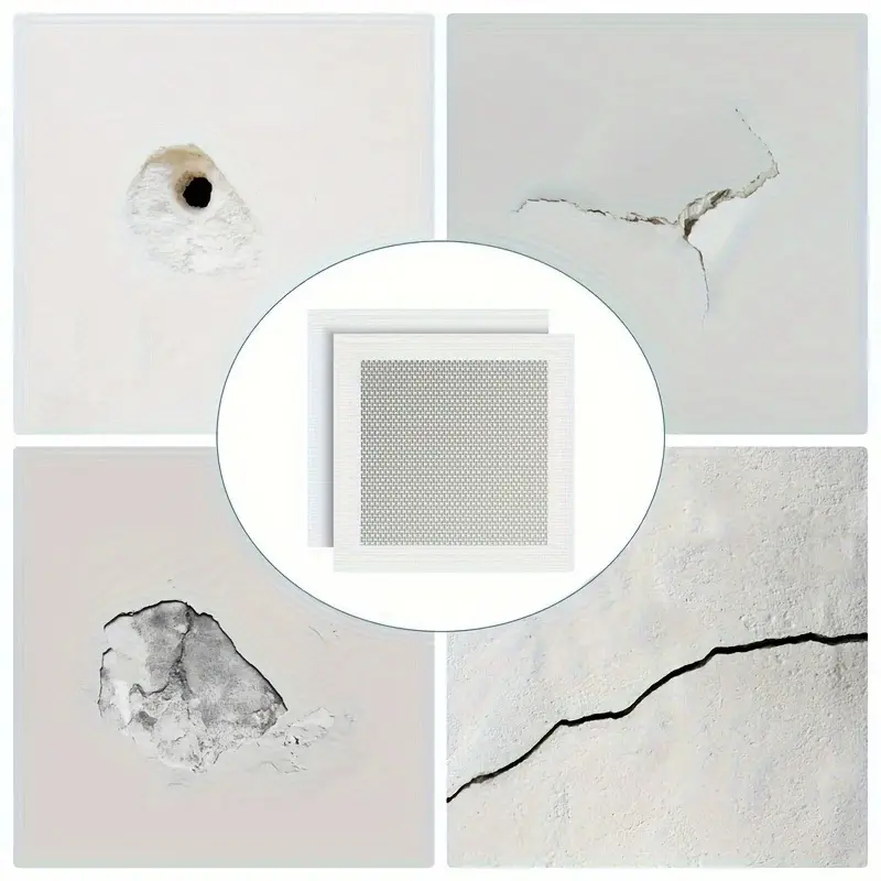 Drywall Repair Patch Kit - Self-Adhesive Fiberglass Mesh Hole Repair Tool Set with Scraper and Sandpaper for Walls Ceilings Plasterboard - Pack of Multiple Patches