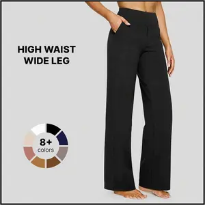 Loose high waisted business casual pants yoga pants women's wide leg pants with pockets comfortable sports pants outdoor fun black wide leg pants side pockets high waisted loose pants business casual and yoga wear horror discount gifts