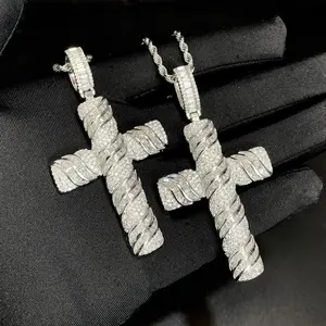 New Fashion Gemstone-studded Cross Necklace Pendant for Men
