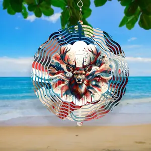 8” Deer Wind Spinner – Colorful Stag & Antlers – Outdoor Metal Decor
