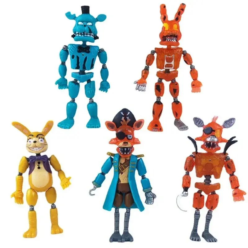 5-6Pcs/Set FNAF Security Breach Action Figures Joint Movable Detachable Bonnie Foxy Fazbear Bear Doll Toys