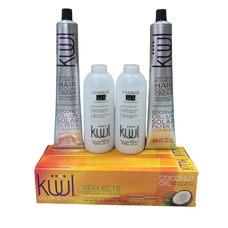 KUUL Reflects Professional Haircare 2-Part Semi-Permanent Set - 2x90ml Dyes, 2x135ml Customizable Developers, Dyeing Hair Support, High-Impact Results, Excellent Coverage for Natural or Color-Treated Hair (Red, Violet, Copper)