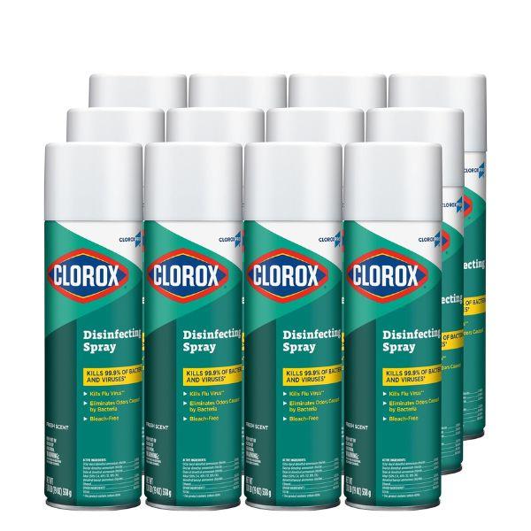 CloroxPro Disinfecting Spray, Fresh Scent, 19 oz Aerosol Cans (Pack of 12), Kills 99.9% of Germs, Antibacterial & Antiviral Multi-Surface Cleaner for Home, Office & Commercial Use, Odor Eliminating Sanitizing Spray