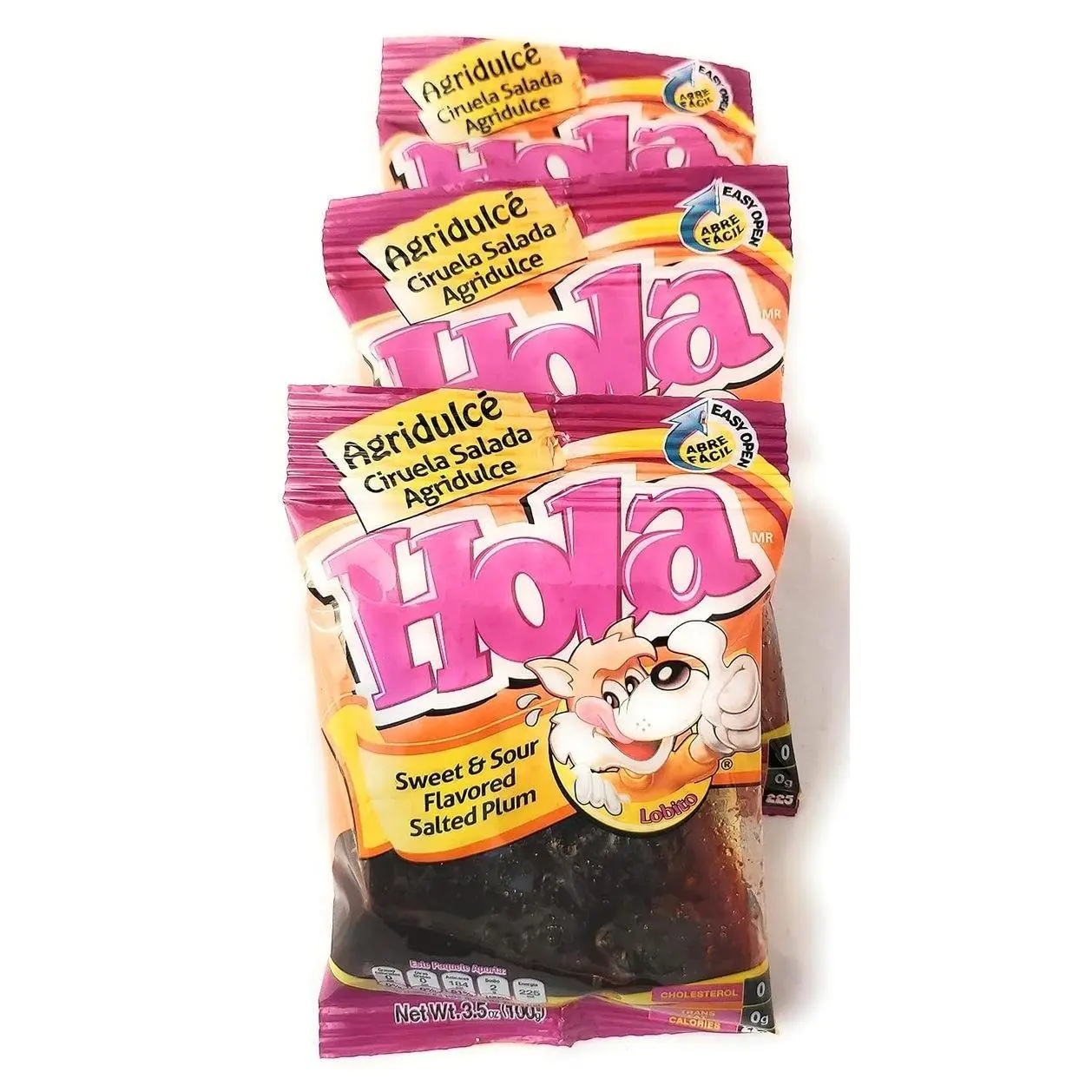 Salado Agriculce - Saladulces HOLA Lobito - Sweet and Sour Flavored Salted Plums - 3.5 oz - 3 units