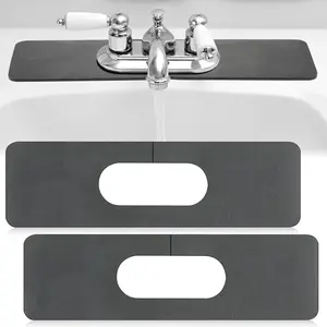 2 Pcs Faucet Mat Sink Splash Guard Oval-hole Oval Splash Pad for Kitchen Sink Oval Base Diatomite Faucet Mat for Bathroom Absorbent Mat Splatter Screens(Dark Gray) Floral Sink Faucet Absorbent Mat