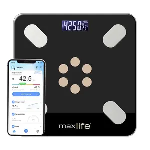 MaxLife Smart Scale for Body Weight, Digital Bathroom Scale BMI Weighing Bluetooth Body Fat Scale, Body Composition Monitor Health Analyzer with Smartphone App, 400 lbs